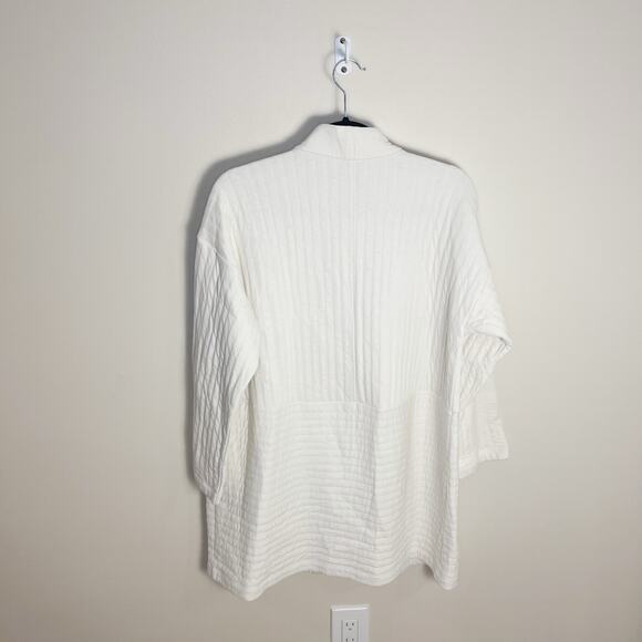 New Eileen Fisher Soft White High Collar Long Blazer Jacket Medium Petite - Picture 6 of 8